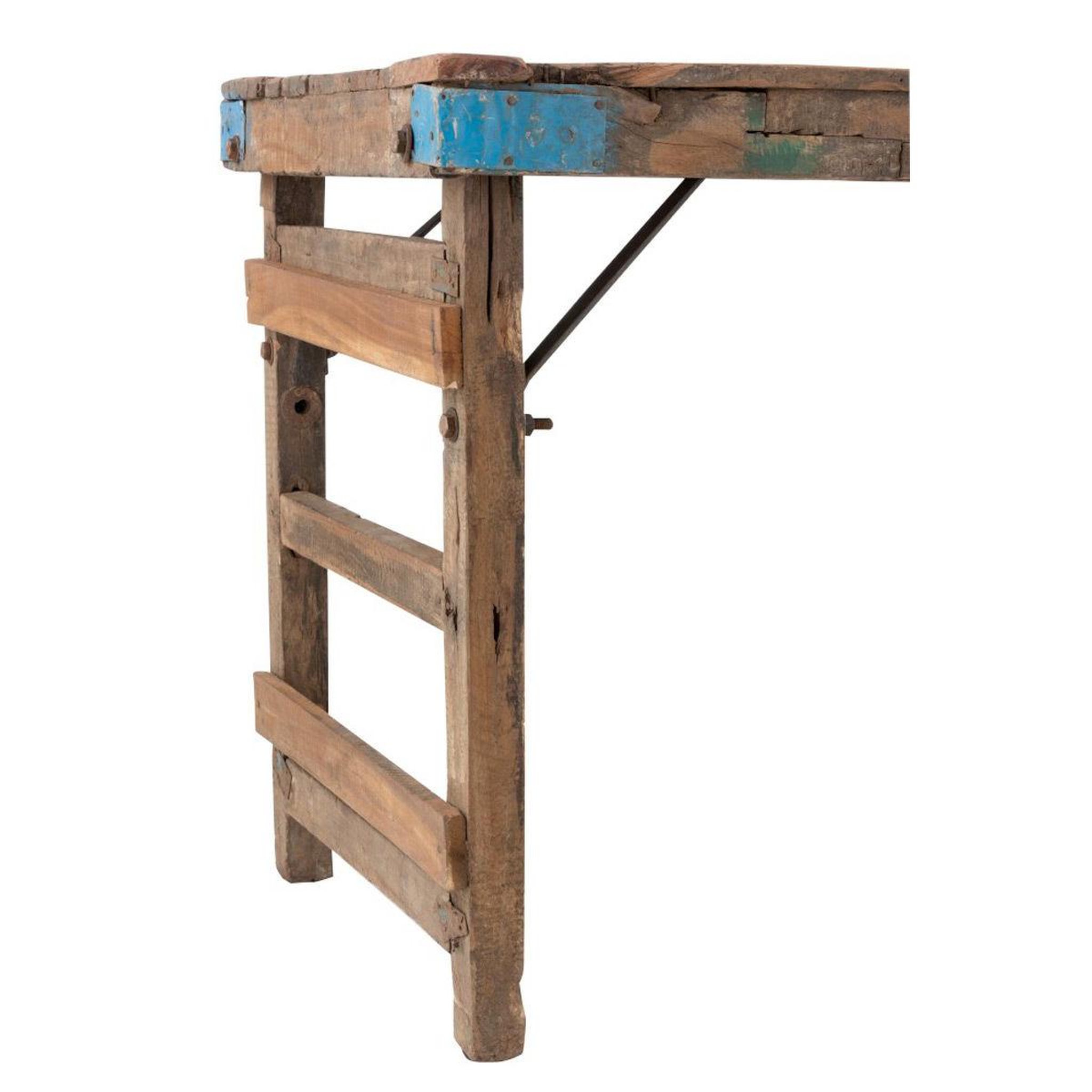 Voir la diapositive 4 : J-LINE Console vintage en bois  pesca  173cm naturel