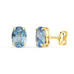 L'ATELIER D'AZUR Boucles d'Oreilles Or 18 Carats 750/000 - Zirconiums Topaze Bleue