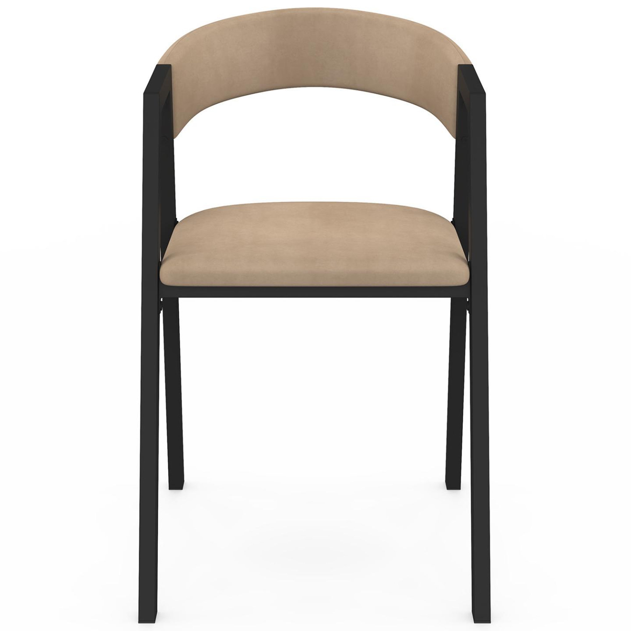 Voir la diapositive 3 : ID MARKET Lot de 4 chaises CAMILLE en métal noir et velours taupe avec accoudoirs