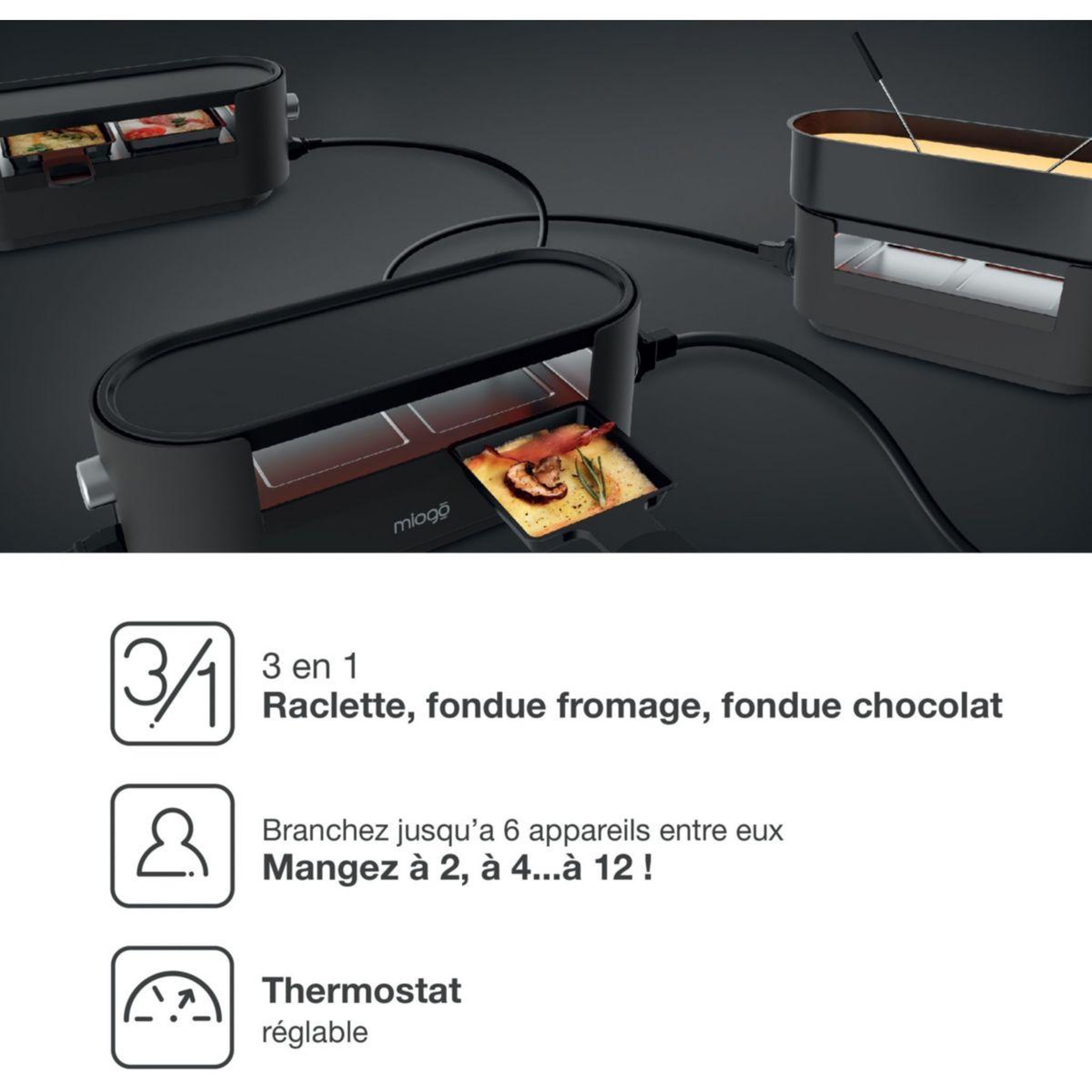 Voir la diapositive 4 : MIOGO Raclette Duo Multiplug