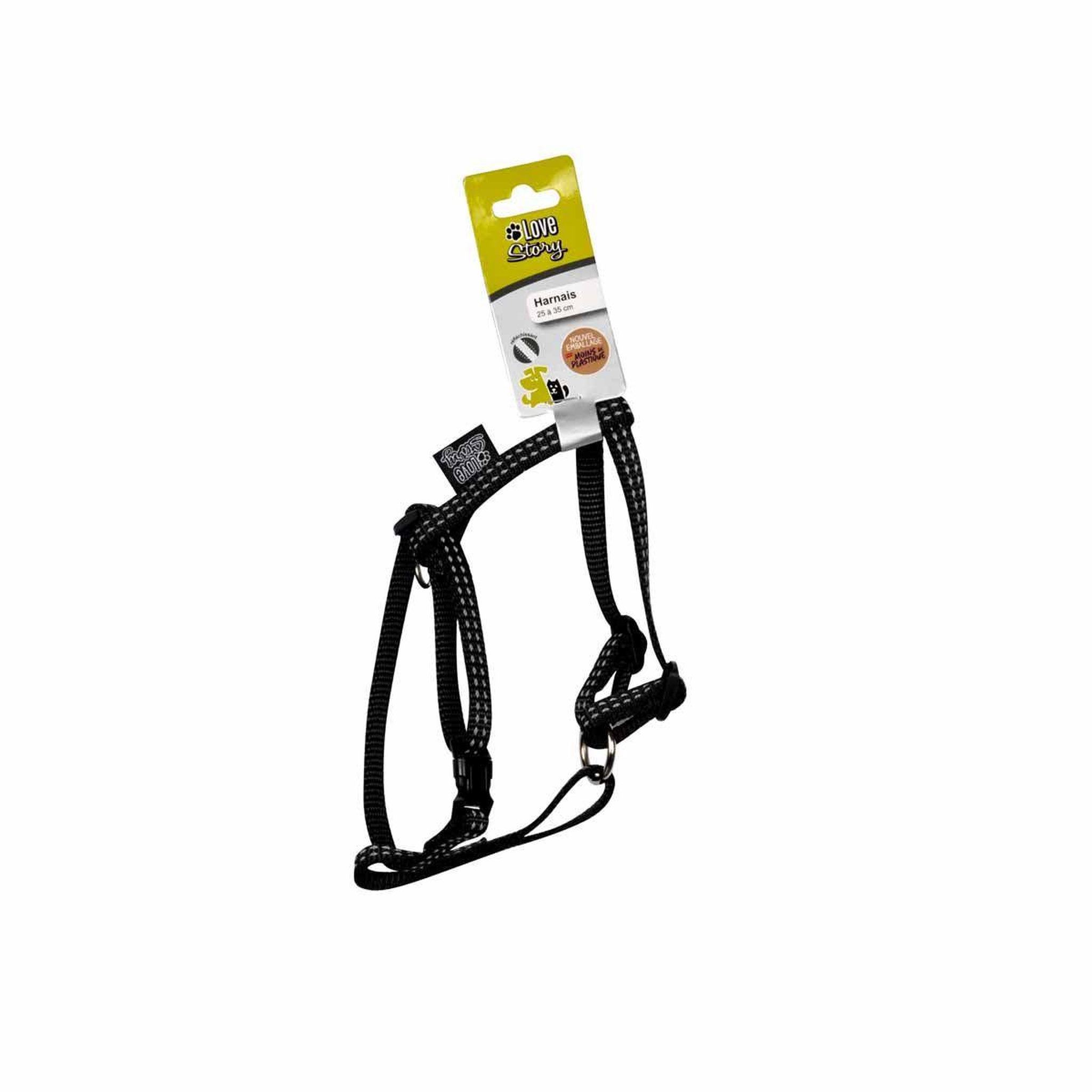 Voir la diapositive 2 : HOMEA Harnais pour chien  coutures réfléchissantes  35cm noir