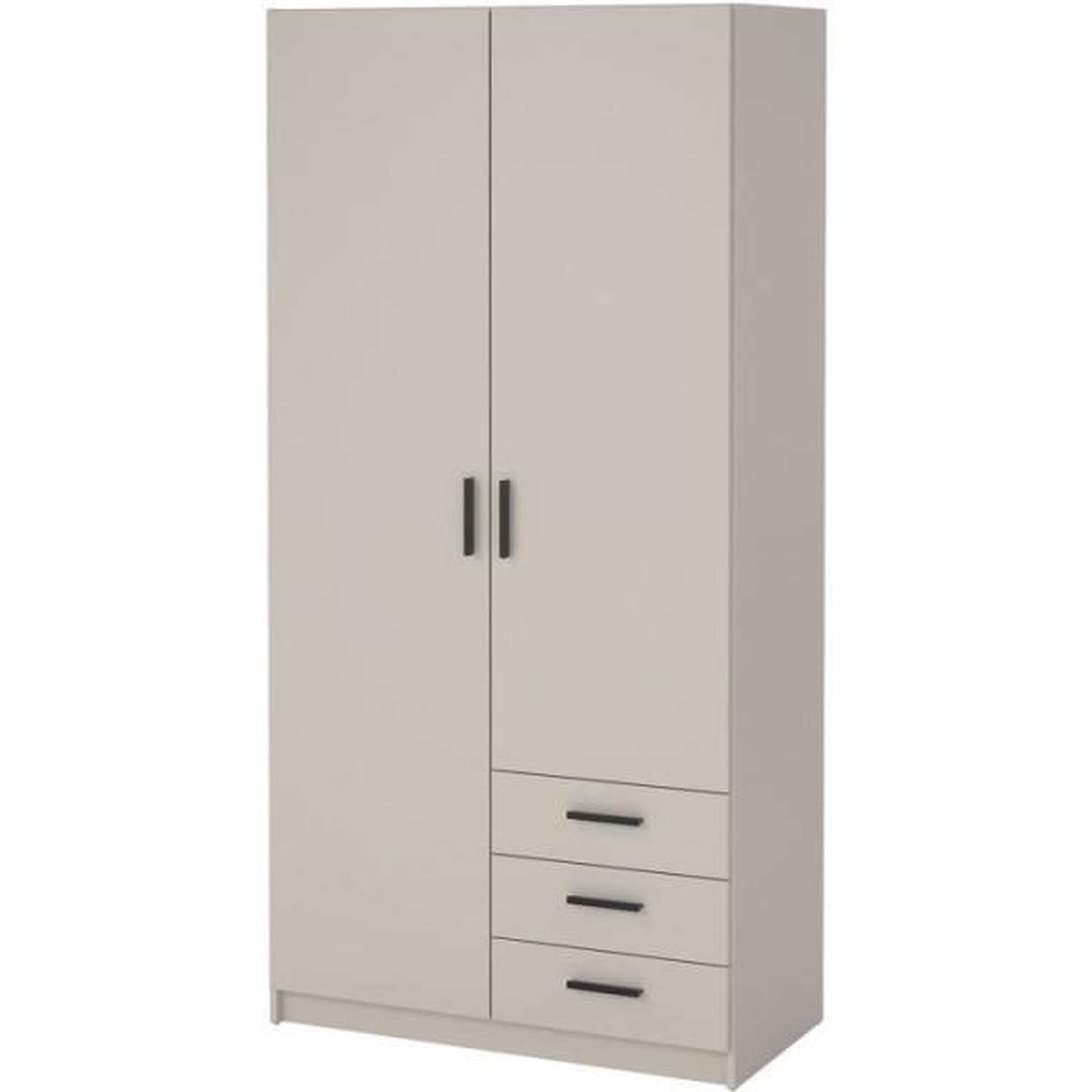 Voir la diapositive 2 : MARKET24 Armoire VEGA - Décor cachemire - 2 portes + 3 tiroirs - L 98,5 x P 49,8 x H200,4 cm