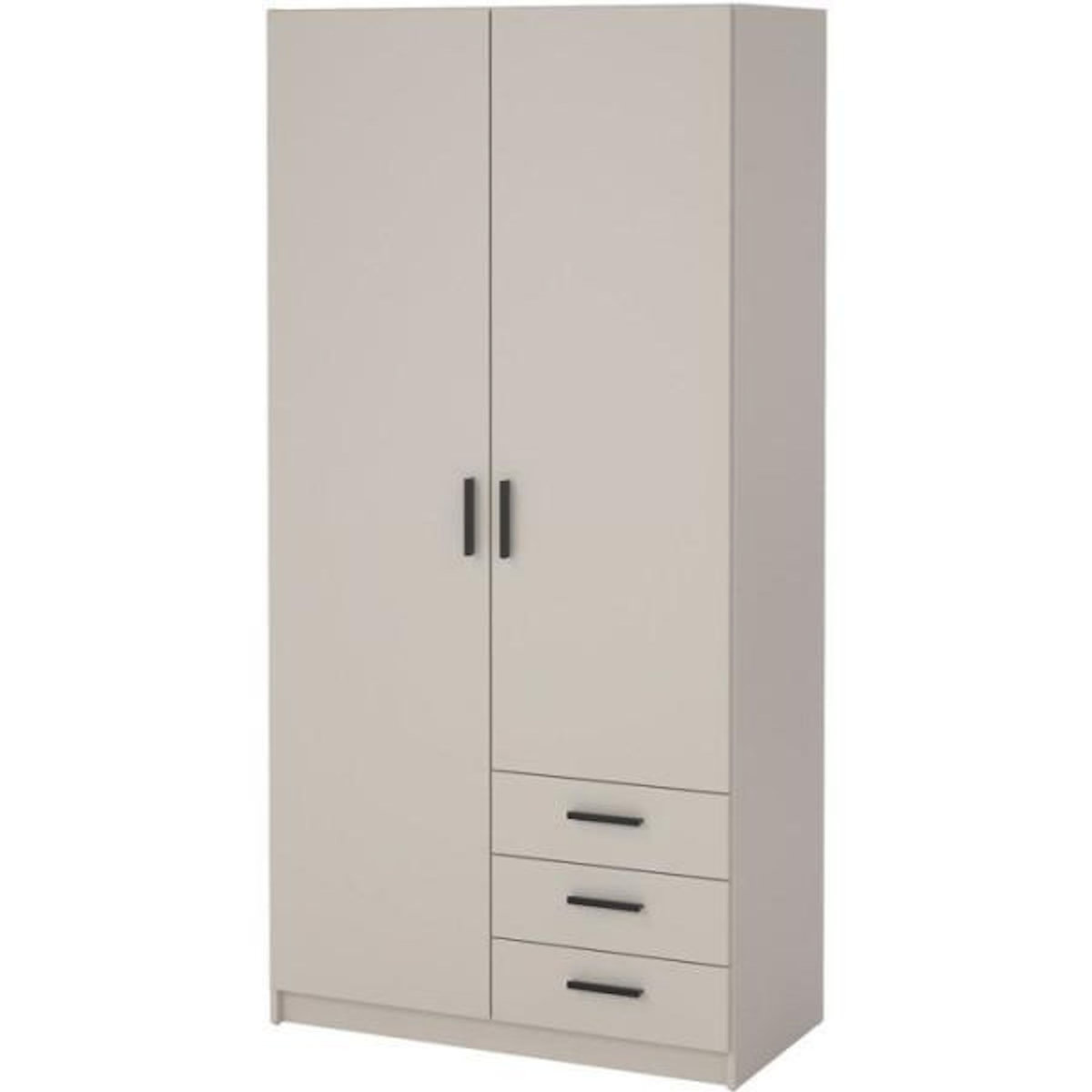 MARKET24 Armoire VEGA - Décor cachemire - 2 portes + 3 tiroirs - L 98,5 x P 49,8 x H200,4 cm