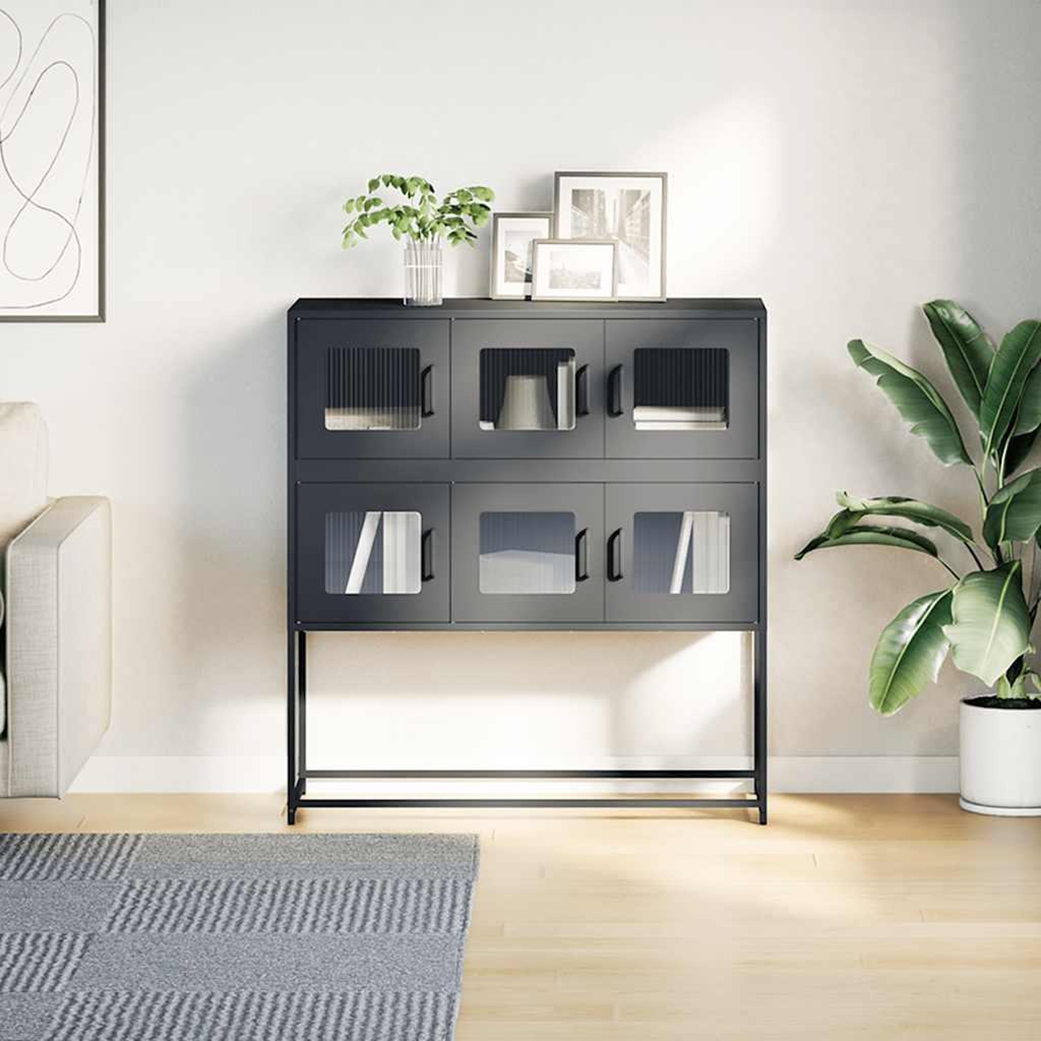 Voir la diapositive 4 : VIDAXL Buffet anthracite 100,5x39x107 cm acier lamine a froid