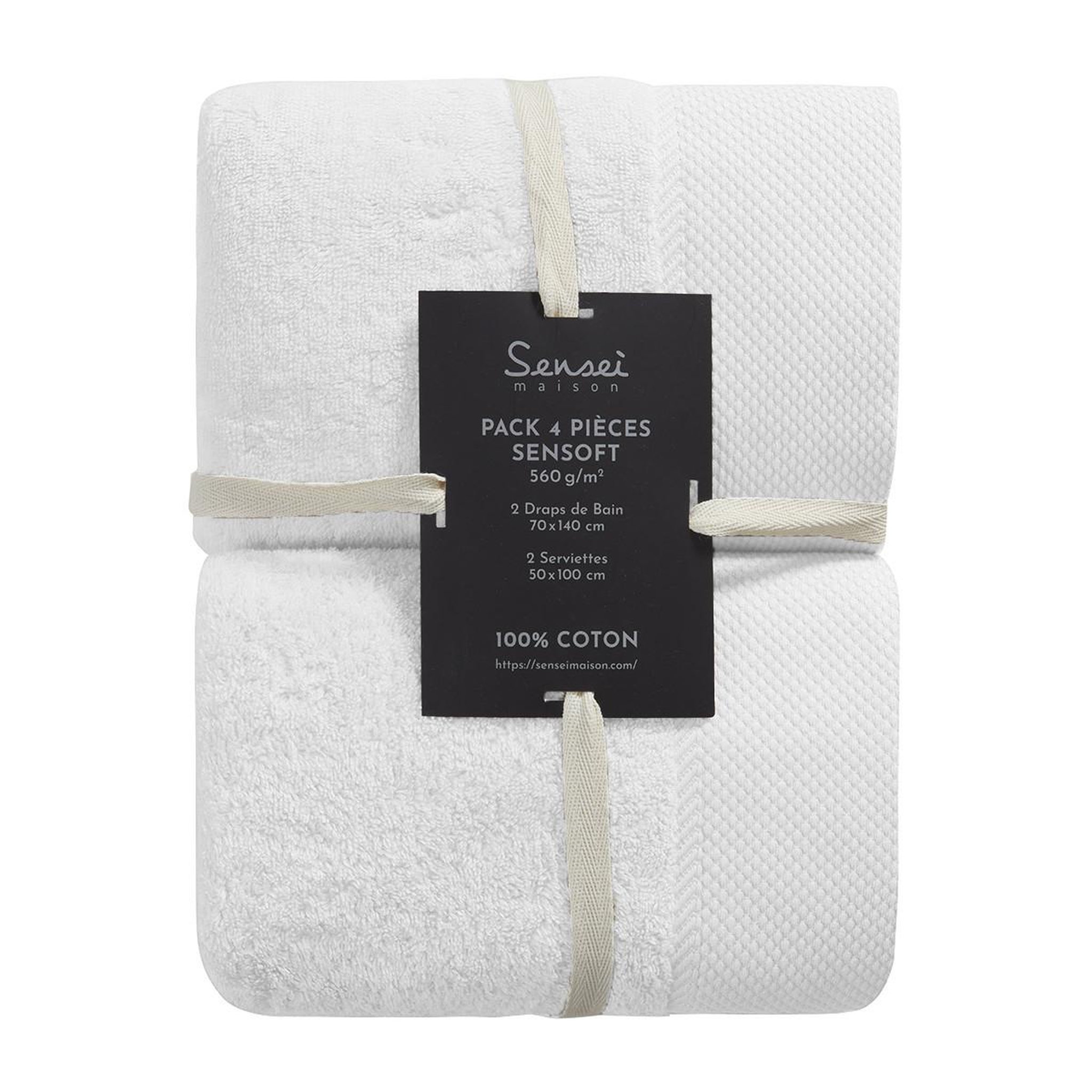 Voir la diapositive 5 : Sensei Maison Ensemble de bain 4 pièces Zéro Twist SENSOFT (2 draps de bain + 2 serviettes)