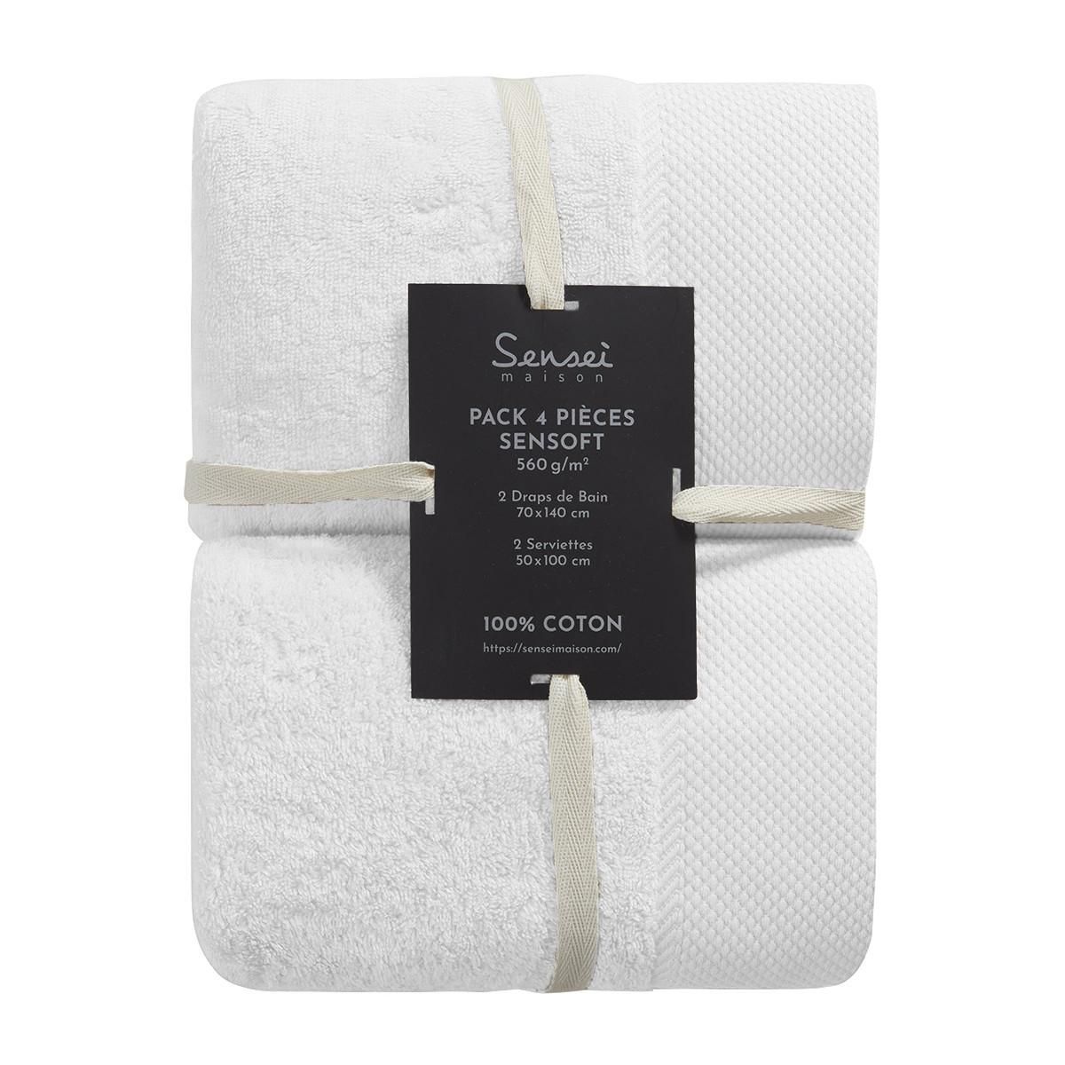 Sensei Maison Ensemble de bain 4 pièces Zéro Twist SENSOFT (2 draps de bain + 2 serviettes)