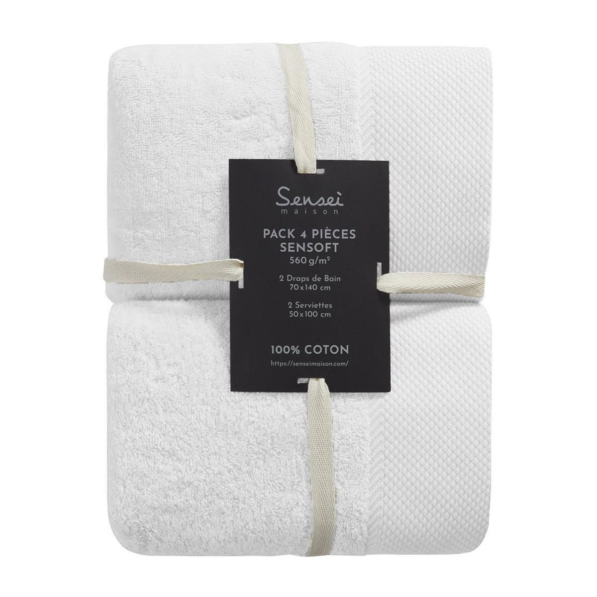 Sensei Maison Ensemble de bain 4 pièces Zéro Twist SENSOFT (2 draps de bain + 2 serviettes)