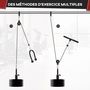 Voir la diapositive 6 : HOMCOM Station de musculation - station de traction poulie haute à fixer au plafond - barre traction et autres accessoires inclus