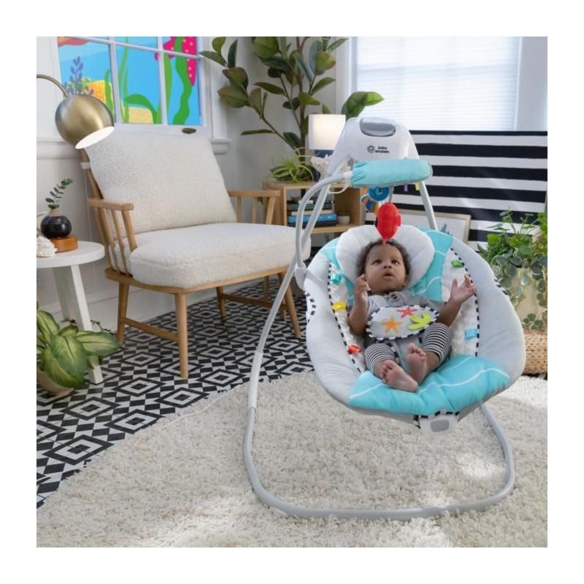 BABY EINSTEIN BABY EINSTEIN Balancelle Ocean Explorers, légere et compacte, siege pivotant a 180°, jouets inclus, modele Curious Comfort