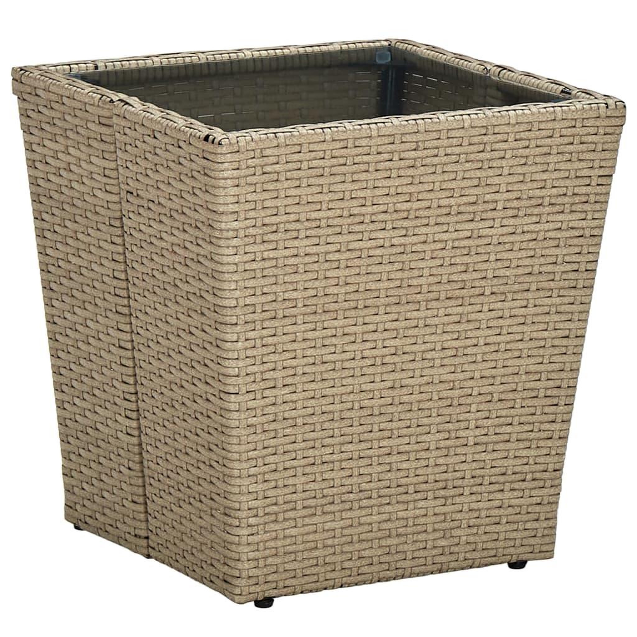 Voir la diapositive 1 : VIDAXL Table a the Beige 41,5x41,5x44cm Resine tressee et verre trempe