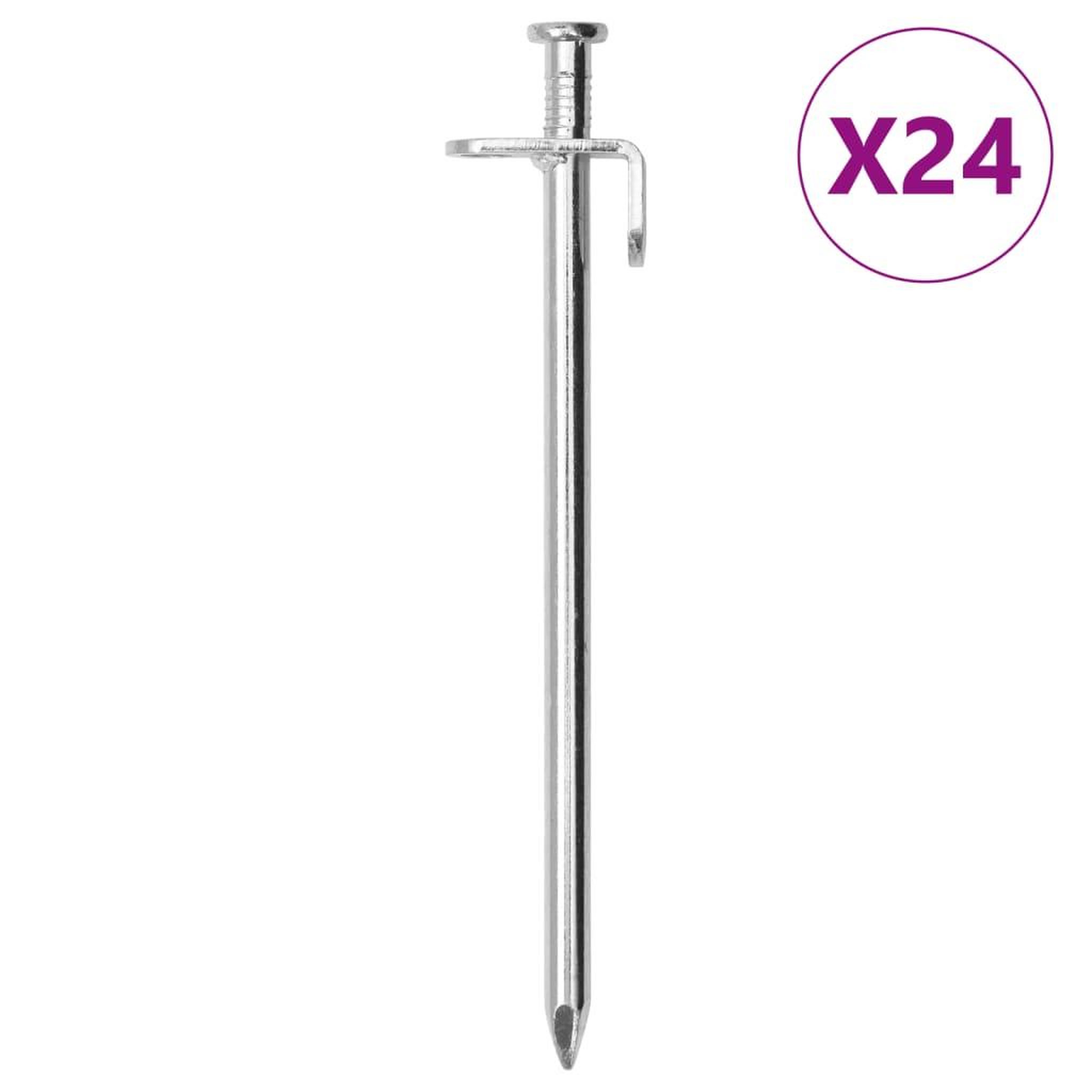 VIDAXL Piquets de tente 24 pcs 19,5 cm 8 mm acier galvanise