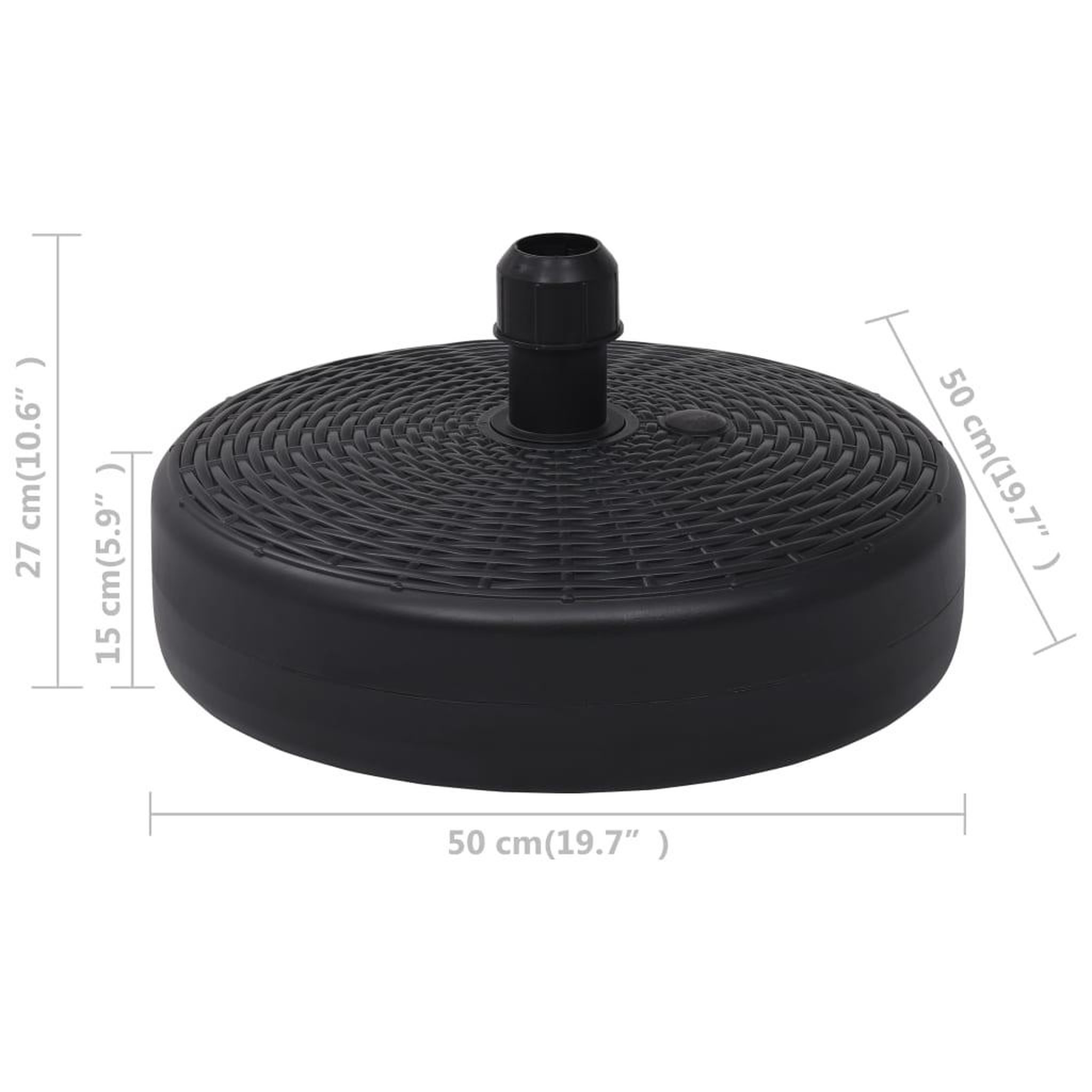 Voir la diapositive 6 : VIDAXL Socle de parasol rempli de sable/d'eau 24 l noir