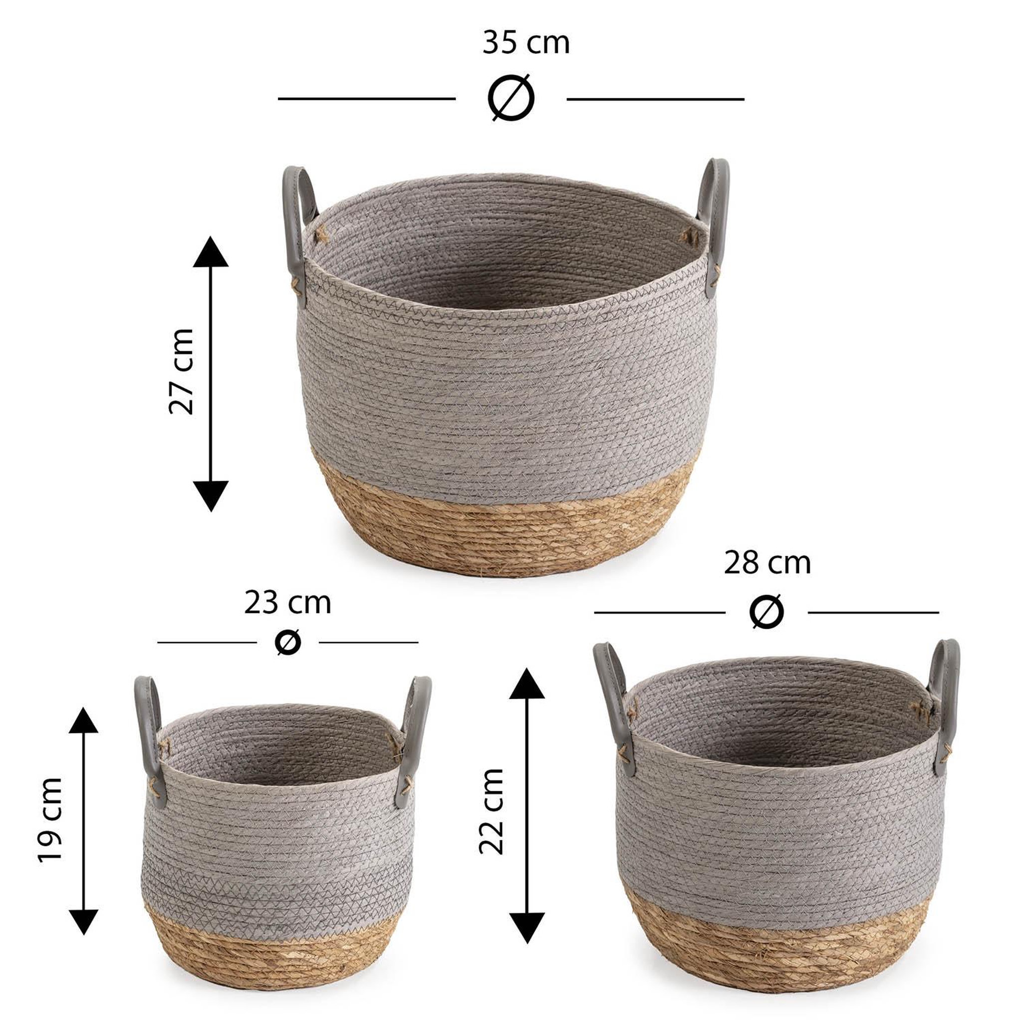 Voir la diapositive 5 : VS VENTA-STOCK Set de 3 paniers Neves fibre naturelle et papier, gris/naturel