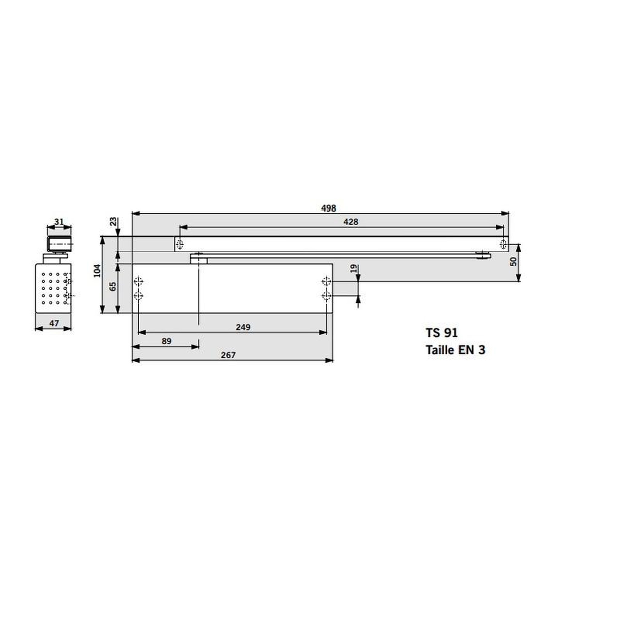Voir la diapositive 2 : DORMA Ferme porte TS 91B fixe force 3 fourni sans bras finition argent DORMA 41030101