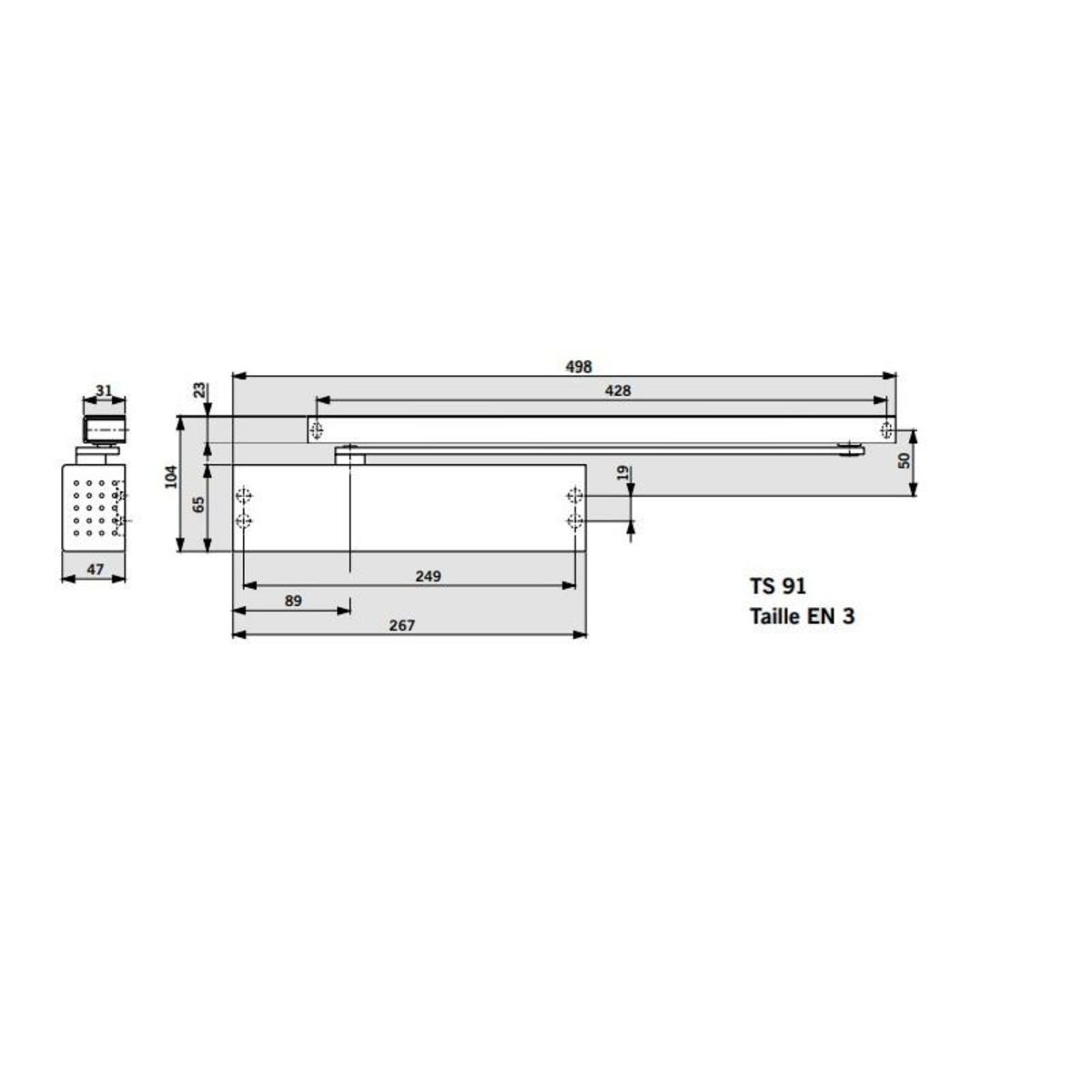 DORMA Ferme porte TS 91B fixe force 3 fourni sans bras finition argent DORMA 41030101