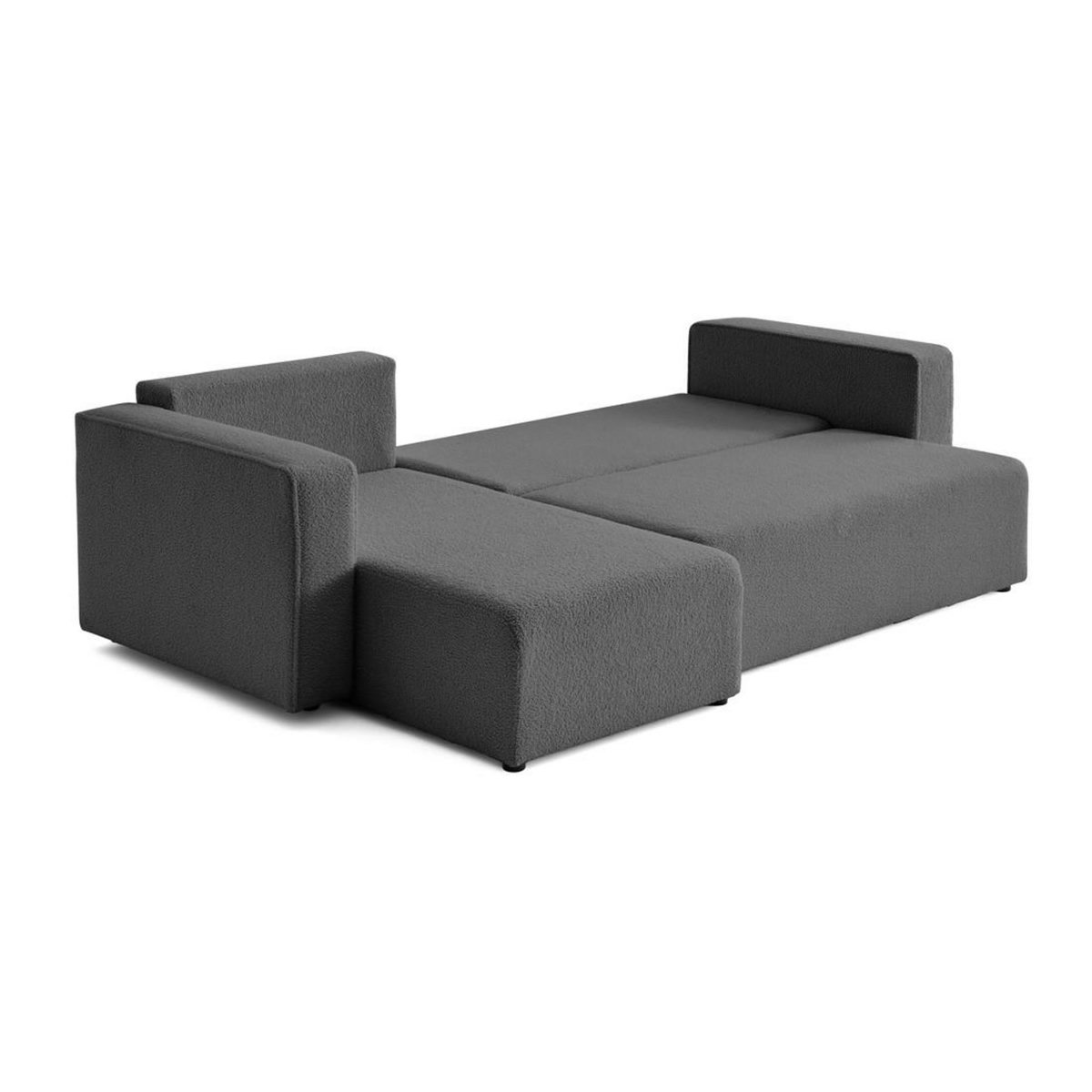 BEST MOBILIER Topaze - canapé d'angle réversible - 4 places - convertible avec coffre - en tissu bouclette