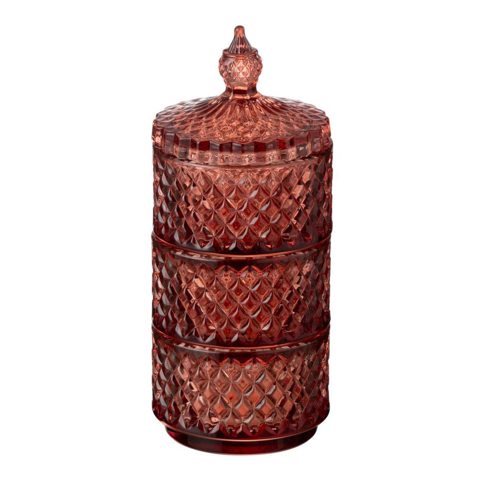 J-LINE Boîte déco en verre  3 étages  20cm orange