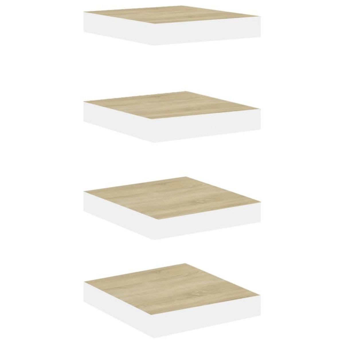 VIDAXL Etageres murales 4 pcs Chene et blanc 23x23,5x3,8 cm MDF