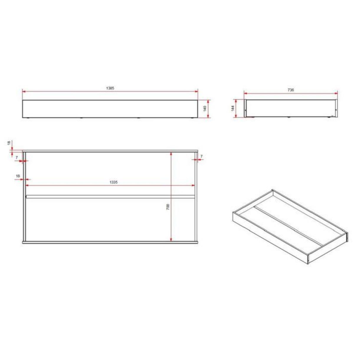 Paris Prix Pack - Lit Enfant & Tiroir de Lit  Kiddy  70x140cm Blanc