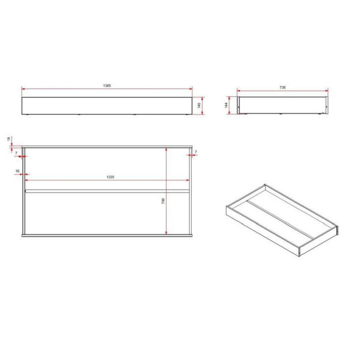 Paris Prix Pack - Lit Enfant & Tiroir de Lit  Kiddy  70x140cm Blanc