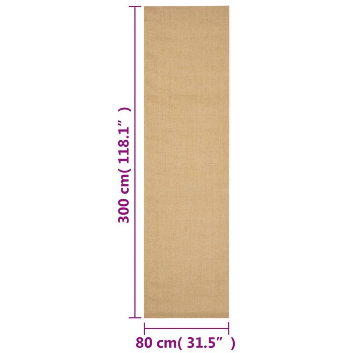VIDAXL Tapis Sisal naturel 80x300 cm