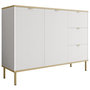 Voir la diapositive 1 : BEST MOBILIER Hope - buffet bas 135 cm - 3 tiroirs et 2 portes