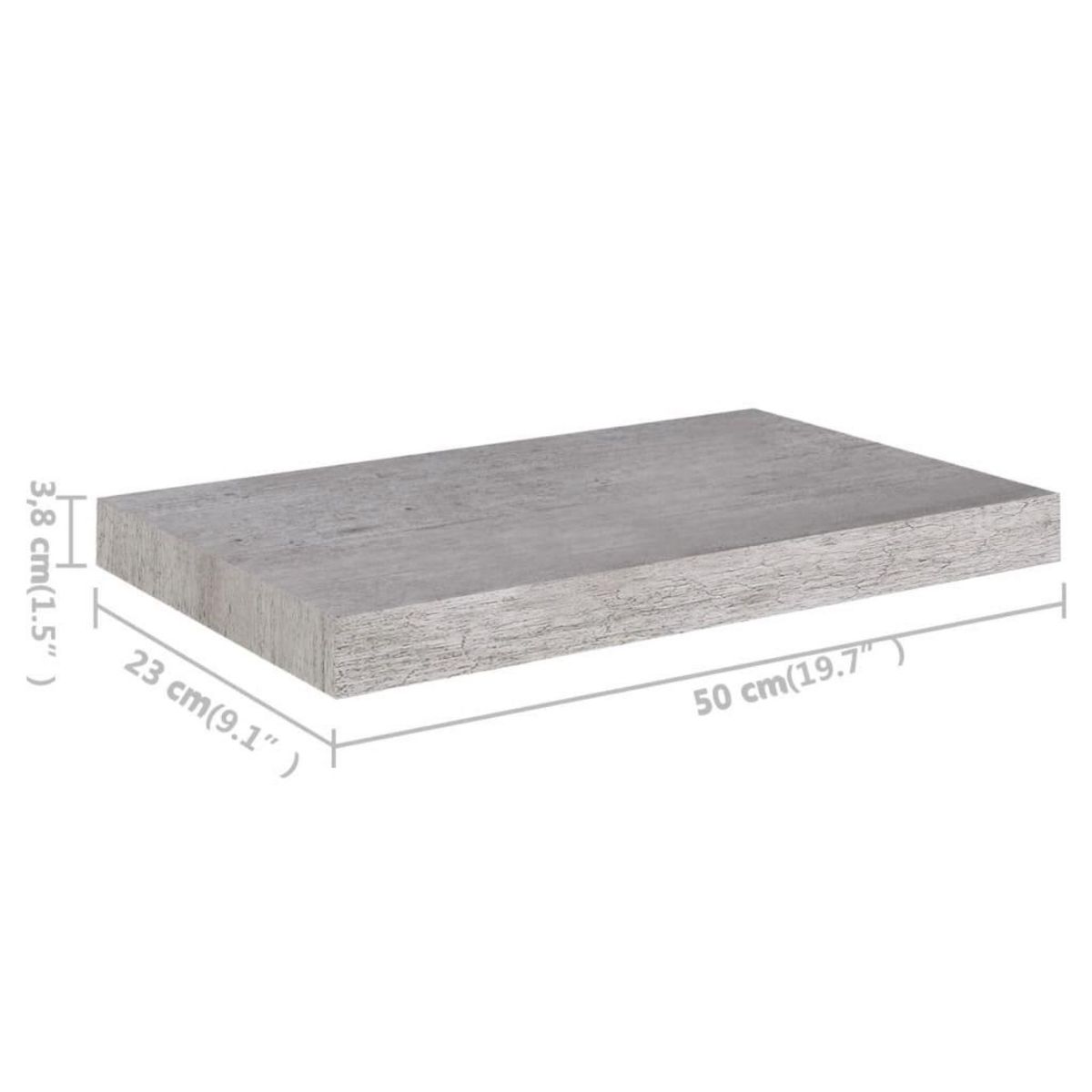 VIDAXL Etagere murale flottante gris beton 50x23x3,8 cm MDF