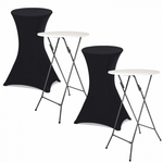 ID MARKET Lot de 2 tables hautes pliantes 105 CM et 2 housses noires