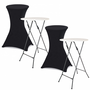 Voir la diapositive 1 : ID MARKET Lot de 2 tables hautes pliantes 105 CM et 2 housses noires