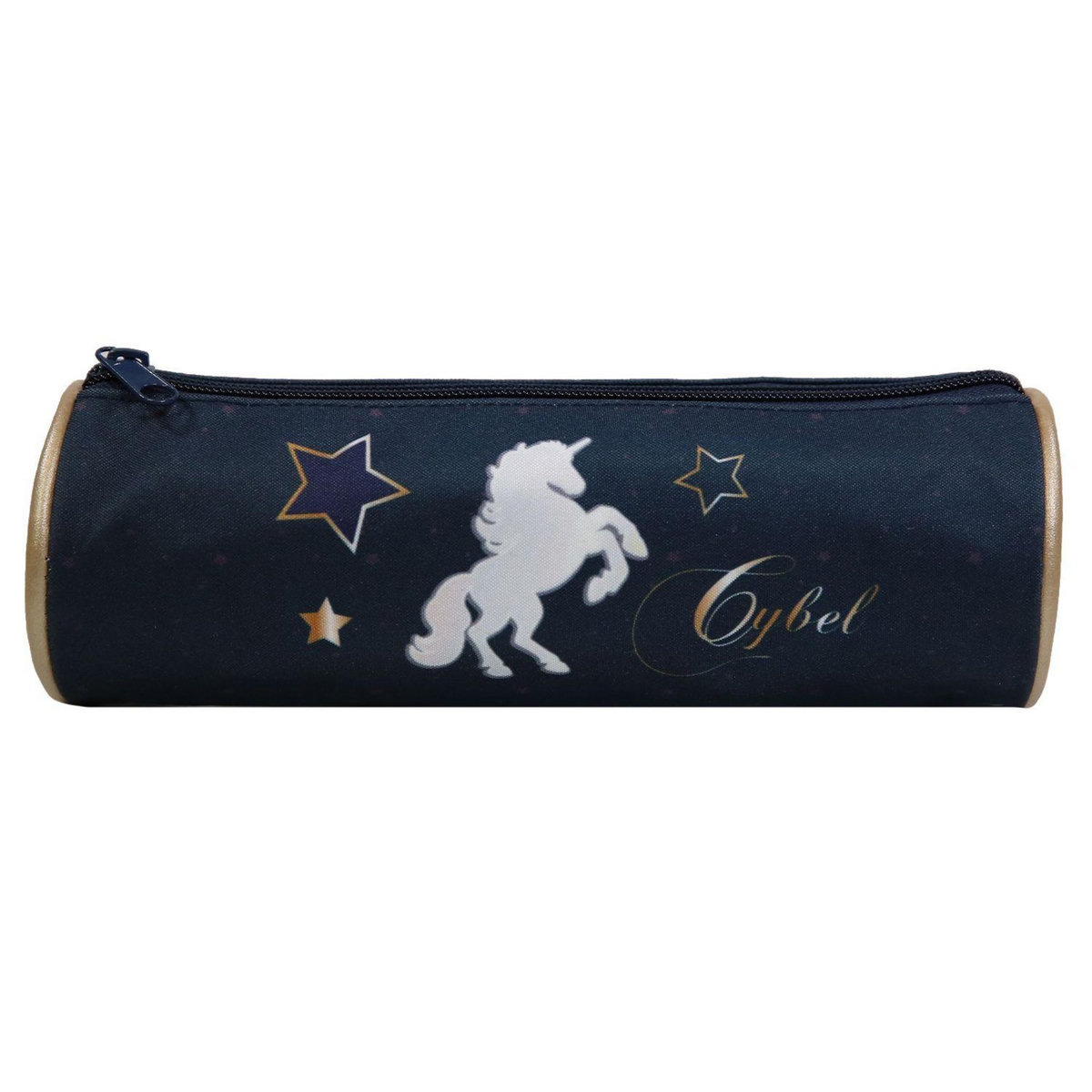 Bagtrotter BAGTROTTER Trousse scolaire ronde Cybel Bleue et Dorée