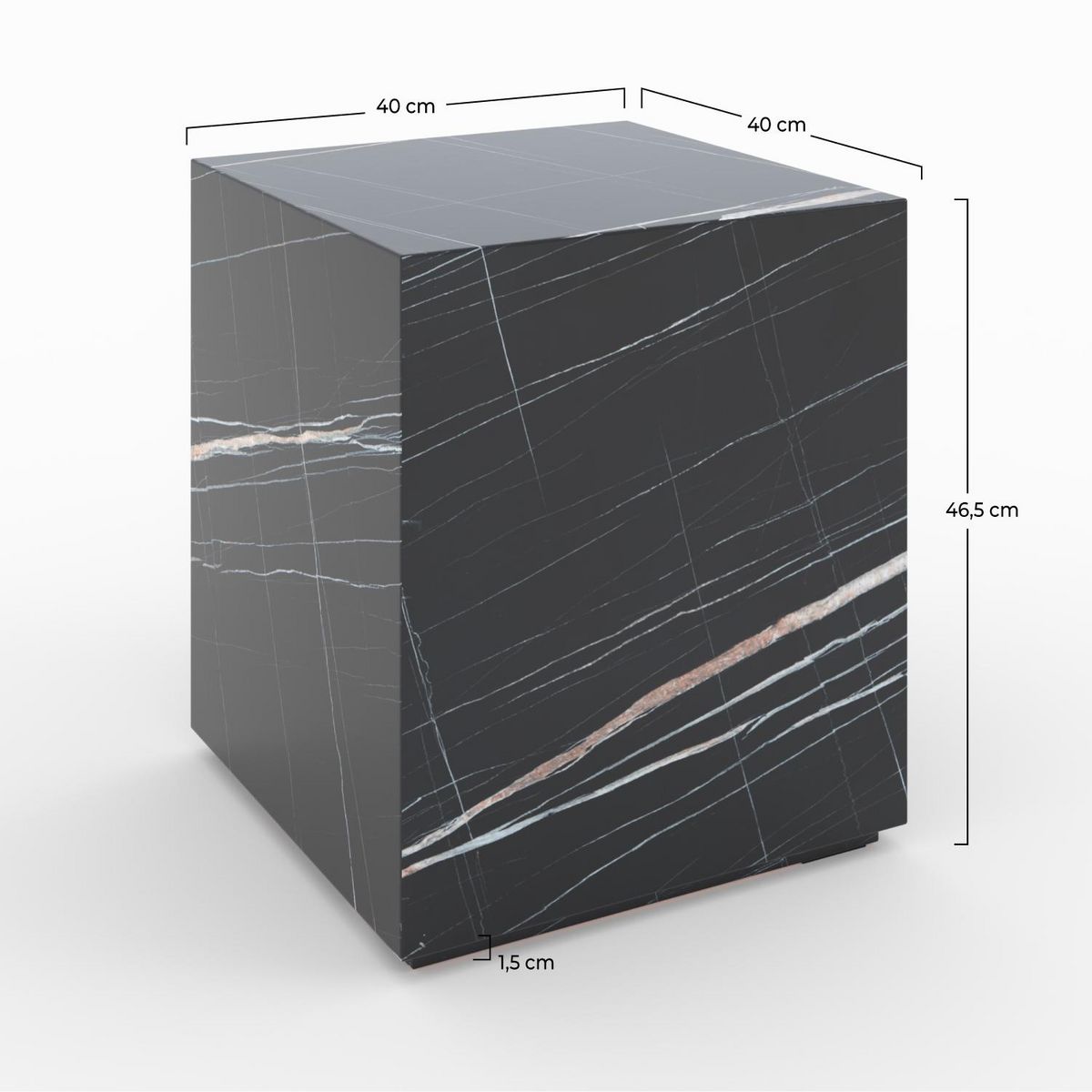 Rendez vous déco Table d'appoint effet marbre blanche - Lison