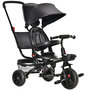 Voir la diapositive 1 : HOMCOM Tricycle enfant évolutif pliable - pare-soleil, canne télescopique amovible - siège pivotant, harnais, arceau sécurité - repose-pied - 3 paniers rangement - métal PP noir