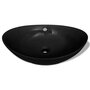 VIDAXL Lavabo ovale en ceramique noir avec trop plein 59 x 38,5 cm