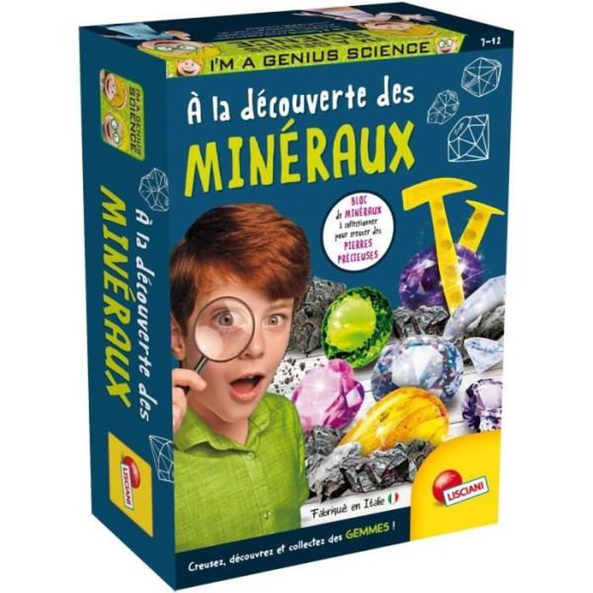 LISCIANI GIOCHI Découverte des minéraux - Kit Scientifique - I'M A GENIUS POCKET - Bloc a creuser