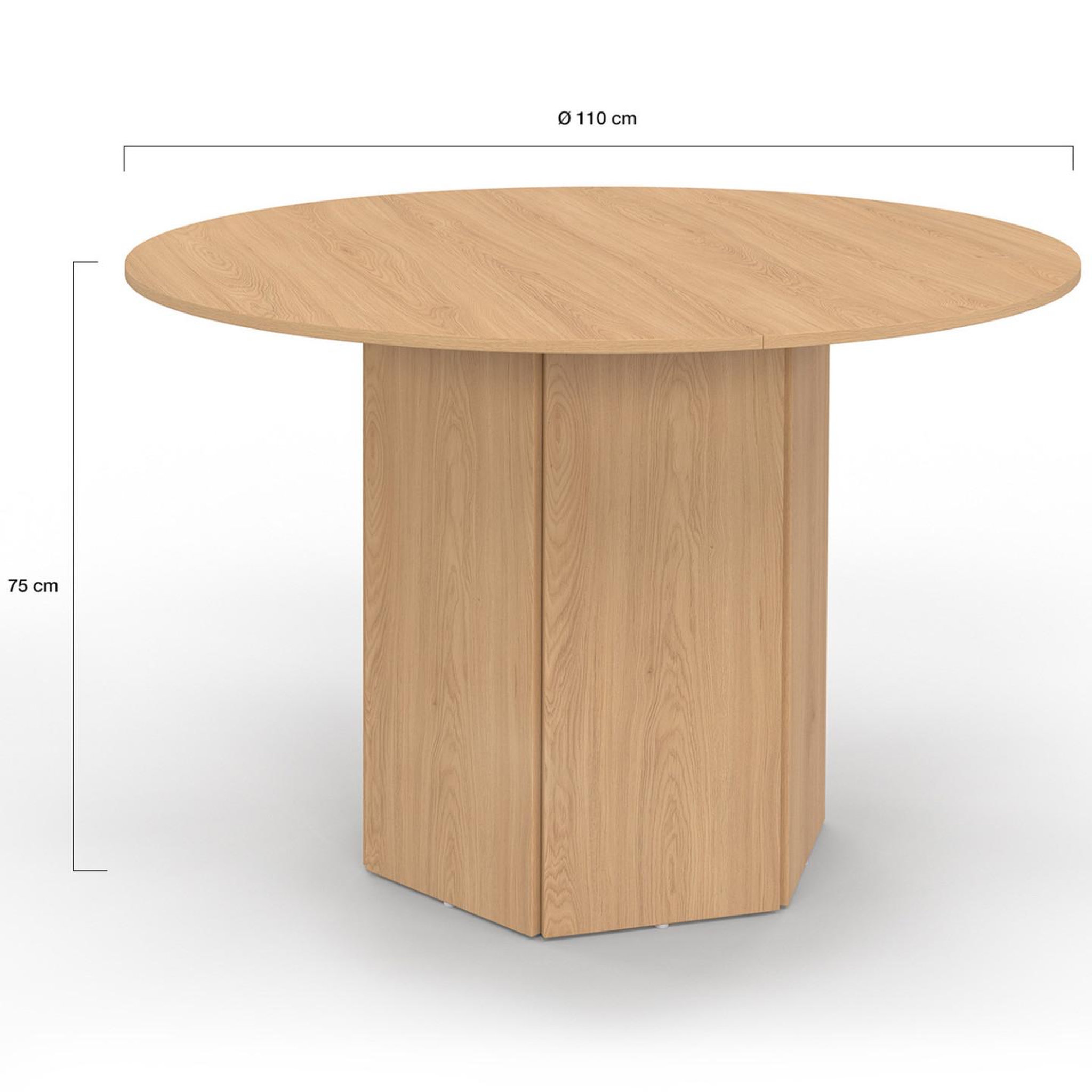 Voir la diapositive 4 : ID MARKET Table à manger ronde berthe 6 personnes pied hexagonal bois effet hêtre 110 cm