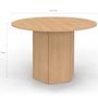 Voir la diapositive 4 : ID MARKET Table à manger ronde BERTHE 6 personnes pied hexagonal bois effet hêtre 110 cm