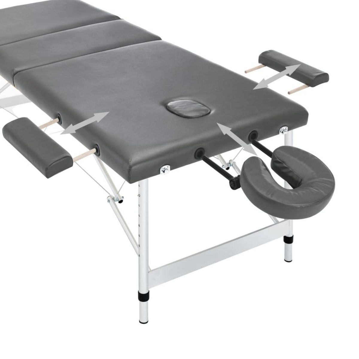 VIDAXL Table de massage 3 zones Cadre en aluminium Anthracite 186x68cm