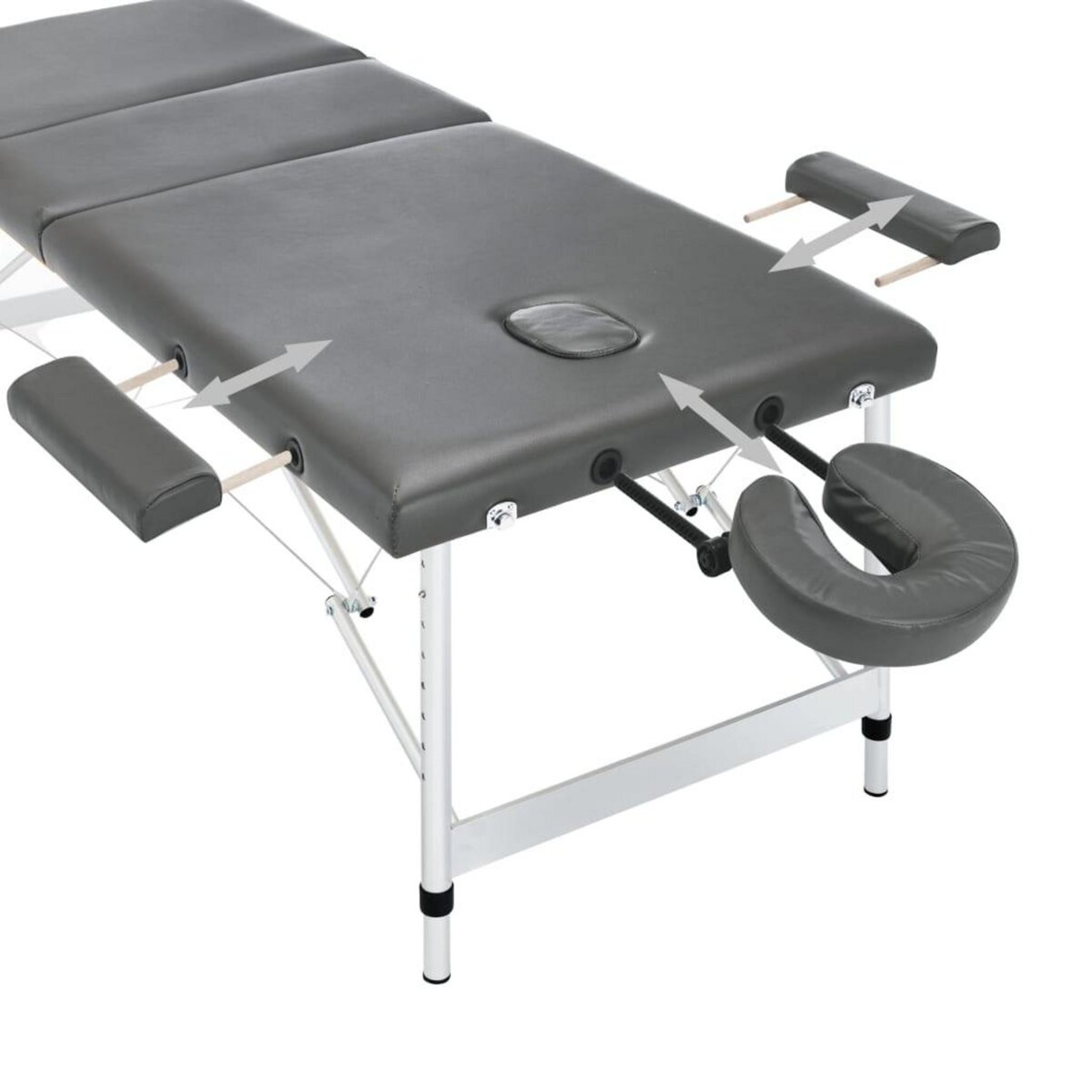VIDAXL Table de massage 3 zones Cadre en aluminium Anthracite 186x68cm