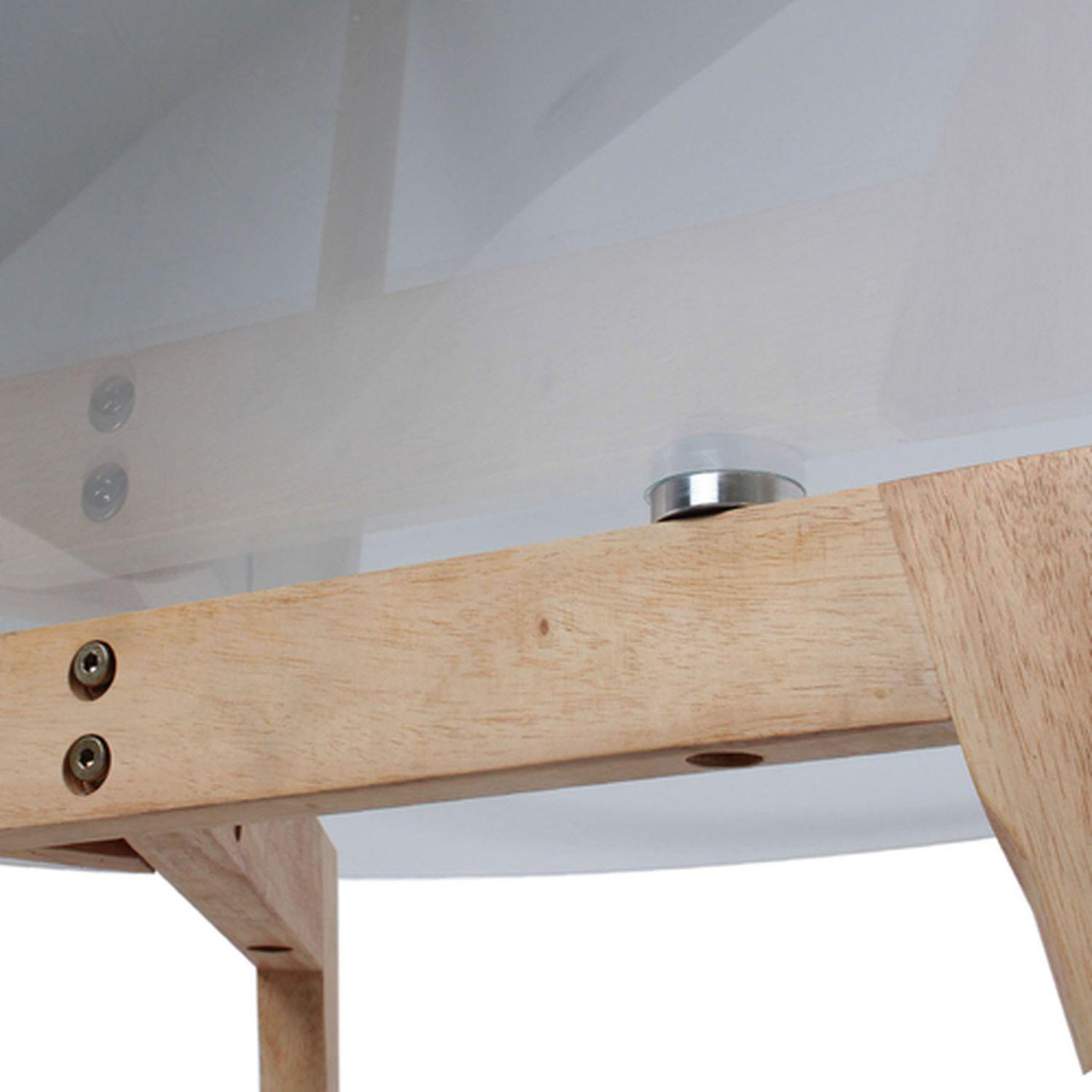 Voir la diapositive 3 : The Home Deco Factory Table basse ronde design bois et verre alexia - diam. 80 x h. 45 cm - beige