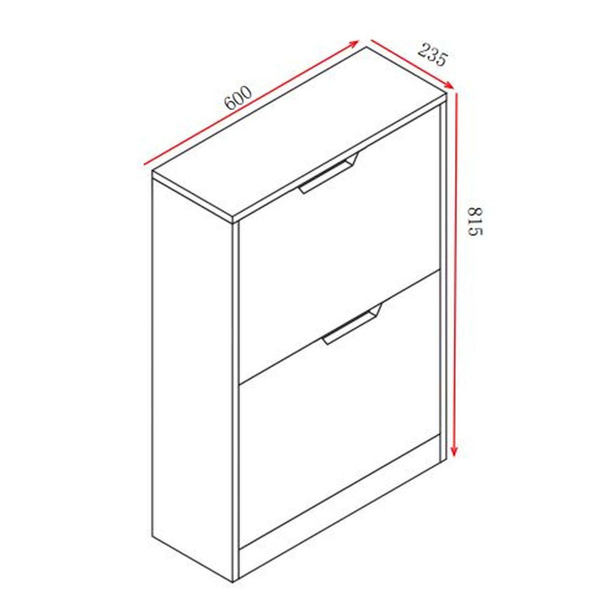 Voir la diapositive 2 : TOILINUX Meuble à chaussures 2 abattants ICKO - 60x23,5x81,5 - Blanc