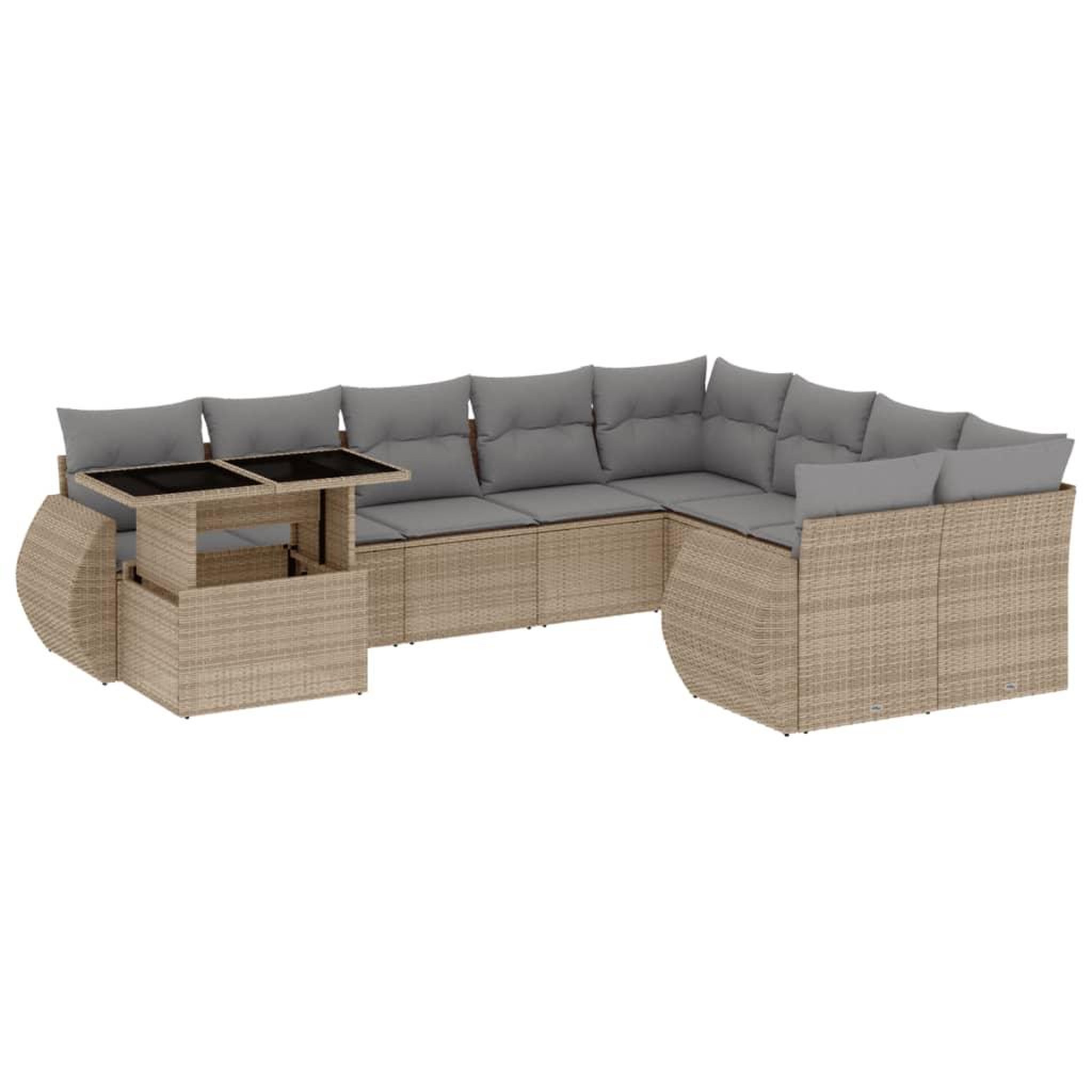 Voir la diapositive 2 : VIDAXL Salon de jardin avec coussins 10 pcs beige resine tressee