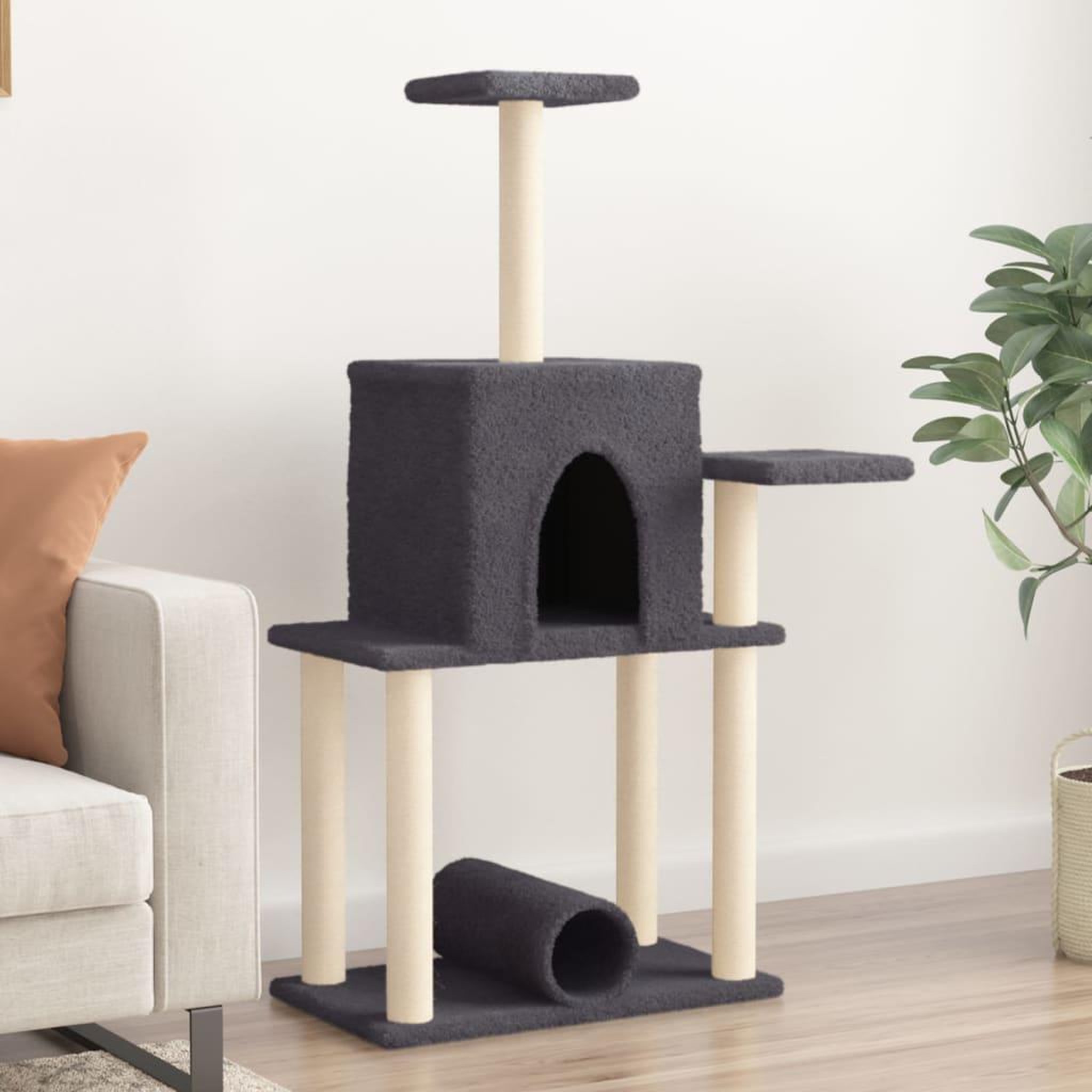 VIDAXL Arbre a chat avec griffoirs en sisal gris fonce 122 cm