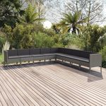 VIDAXL Salon de jardin 9 pcs avec coussins Resine tressee Gris