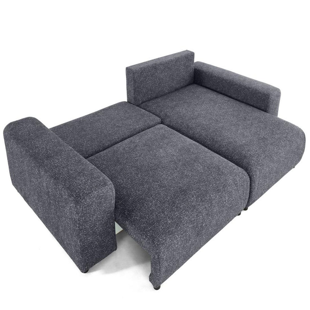 LISA DESIGN Jake - canapé panoramique d'angle droit 7 places convertible avec coffre en fausse fourrure