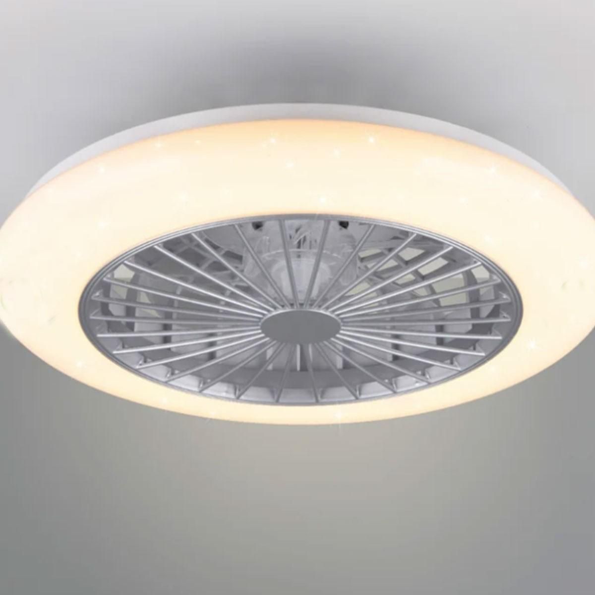Trio Lighting Ventilateur Plafond Lumière LED 30W Ø50cm - Éclairage Dimmable, Télécommande Effet Ciel Etoilé - Trio Lighting