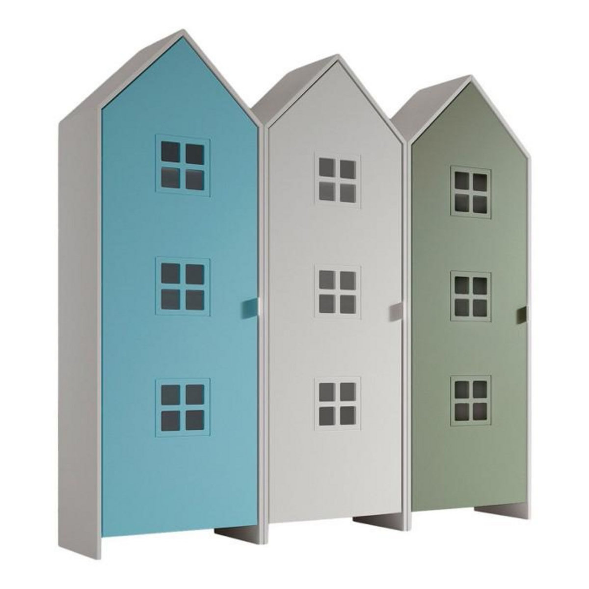 Paris Prix Pack - 3 Armoires Enfant  Casami Bruges  171cm Bleu, Blanc & Vert