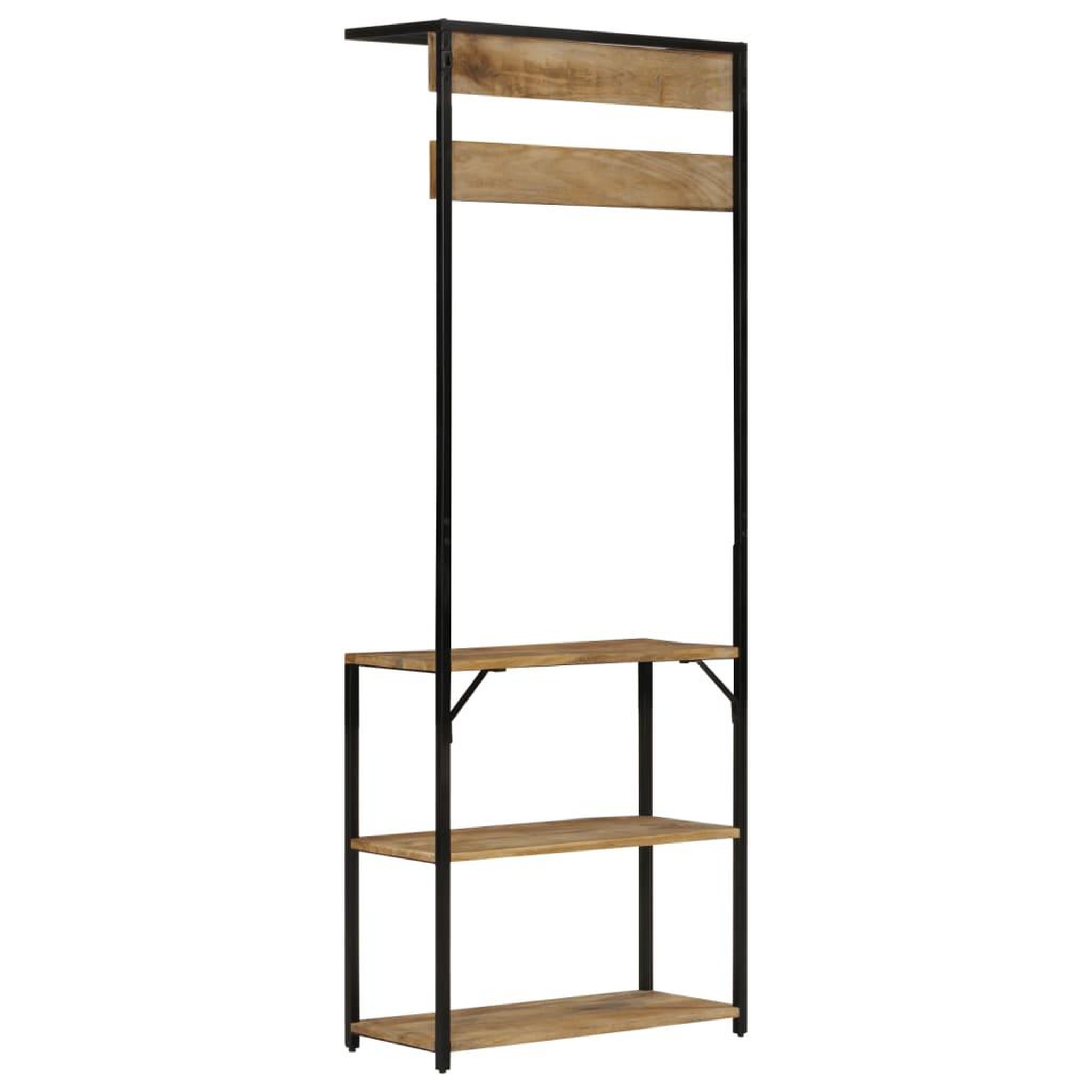 Voir la diapositive 4 : VIDAXL Porte-manteau et rangement des chaussures bois de manguier fer