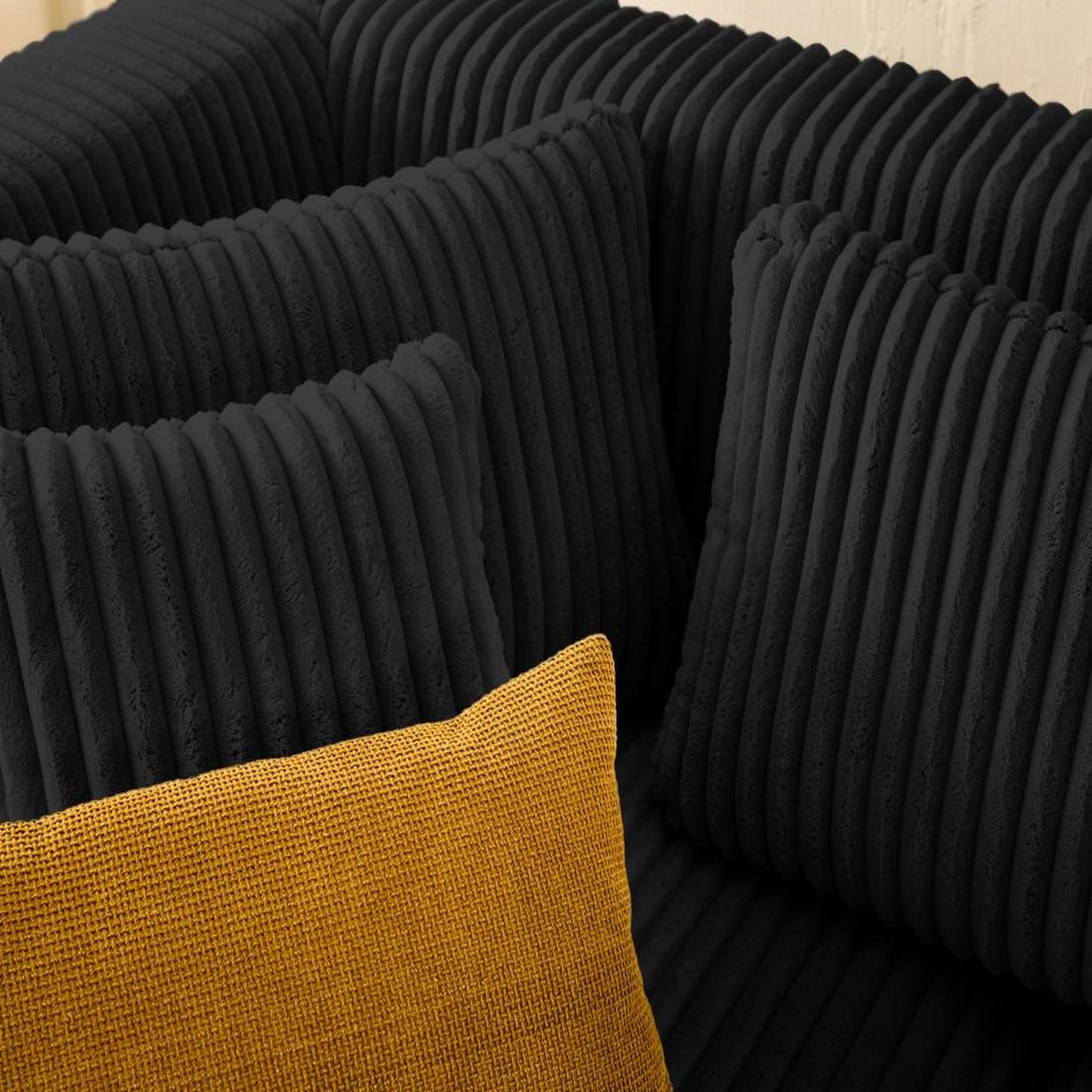 Voir la diapositive 4 : LISA DESIGN Victoire - canapé modulable d'angle gauche 4 places en velours côtelé grosses côtes