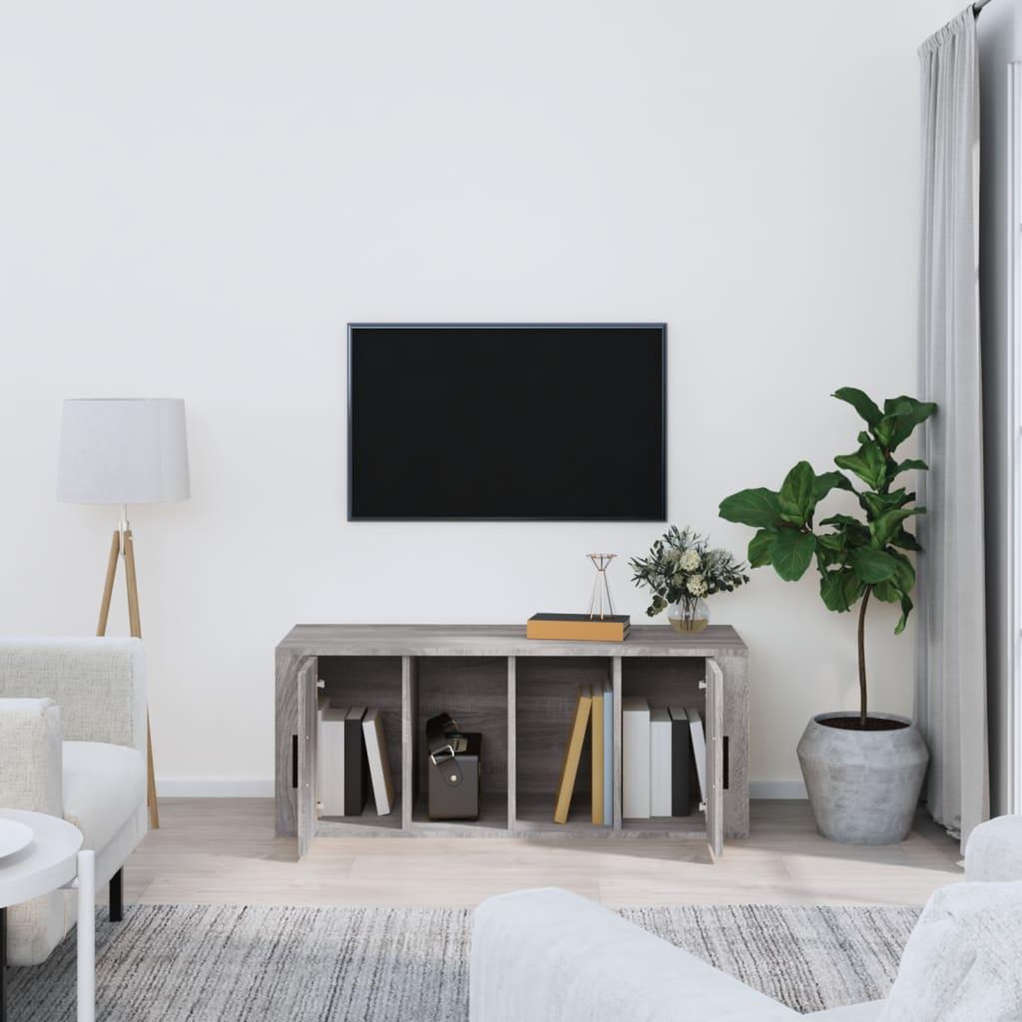 Voir la diapositive 3 : VIDAXL Meuble TV Sonoma gris 100x35x40 cm Bois d'ingenierie