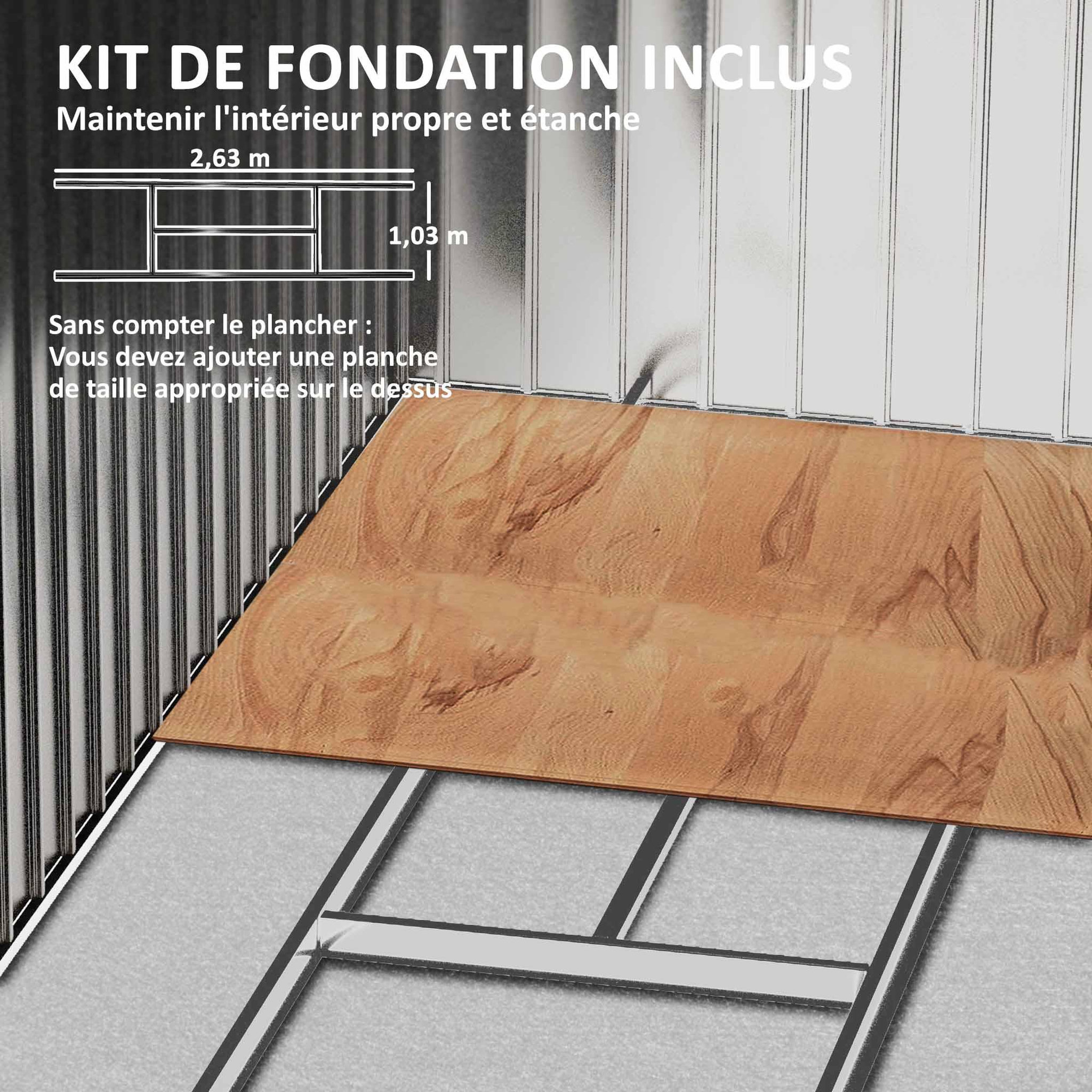 Voir la diapositive 6 : OUTSUNNY Abri de jardin - remise pour outils - cabanon porte verrouillable - dim. 213L x 130l x 185H cm - tôle d'acier chocolat